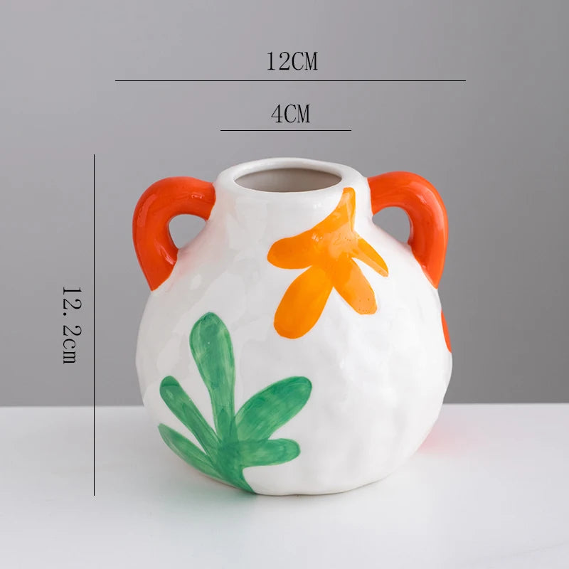 Aesthetic Ceramique Blanc Vase Rustic Kawaii Modern Minimalist Vase Bedroom Ornaments Vasi Per Fiori Home Decoration Living Room